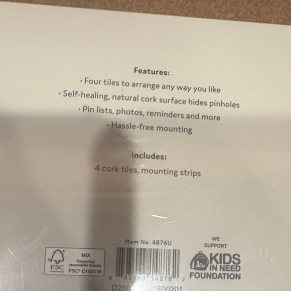 U Brands Square Cork Bulletin Tile - Brown Cork - Picture 3 of 3